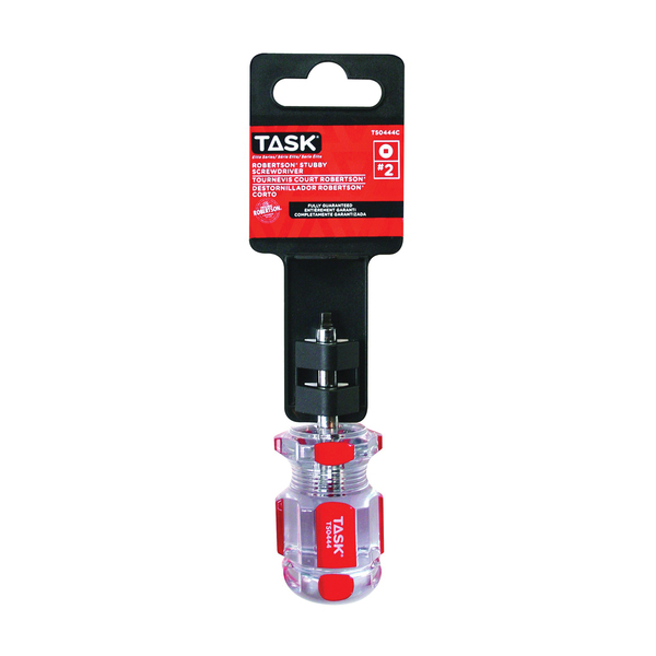 Task Tools Task Screwdriver, #2 Drive, Robertson Drive, 1-1/2in L Shank, Cellulose Acetate Hndl, Hard Grip Hndl T50444C